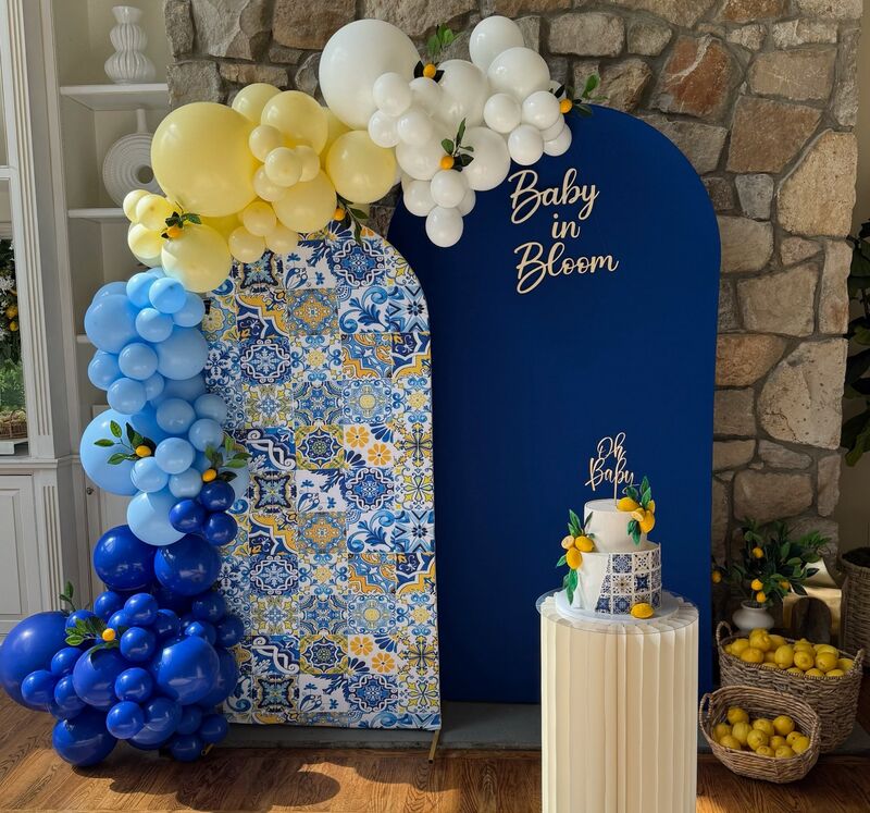 Mediterranean Baby in Bloom shower theme